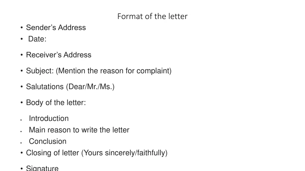 format of the letter