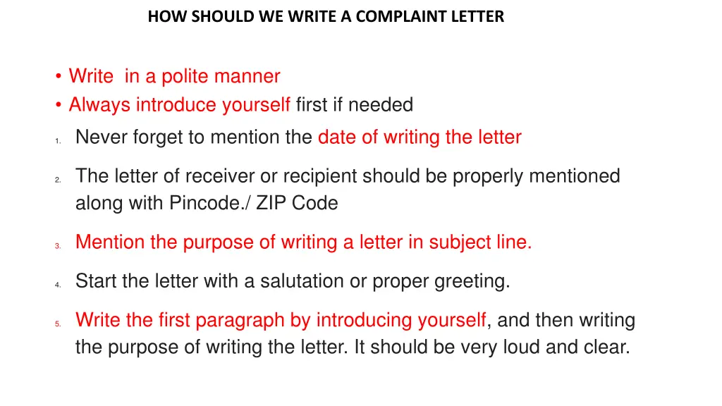 how should we write a complaint letter