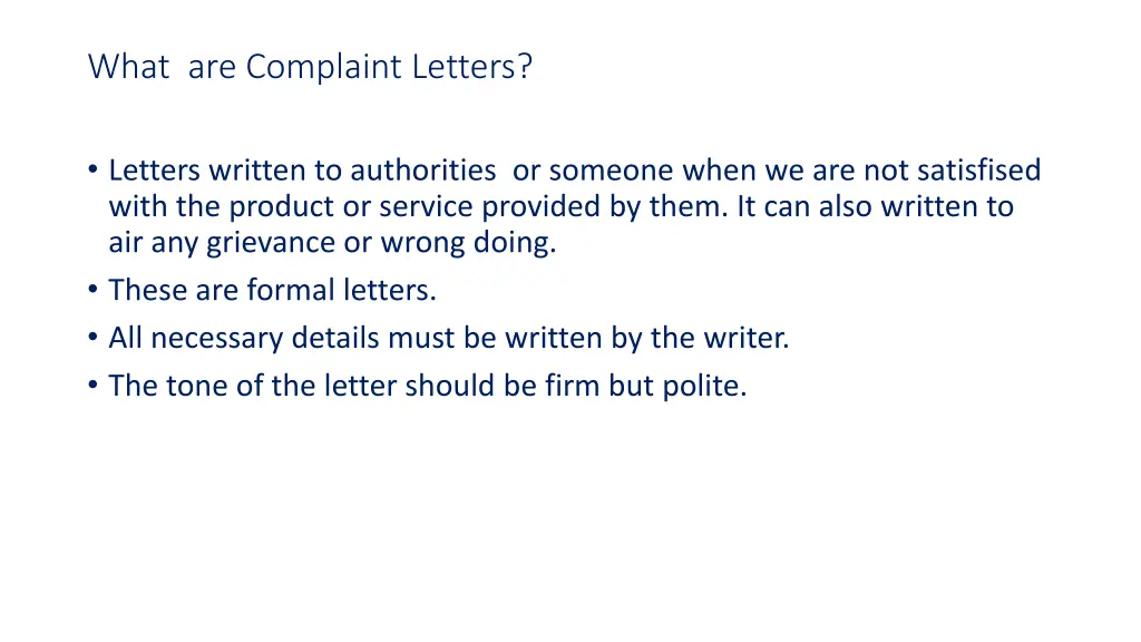 what are complaint letters