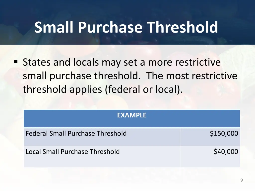 small purchase threshold