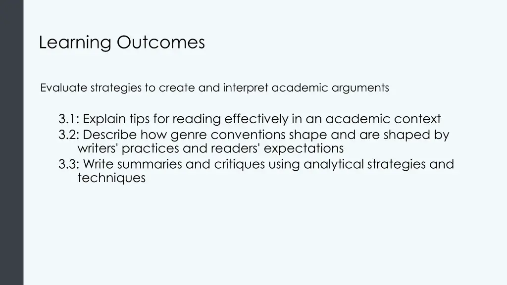 learning outcomes