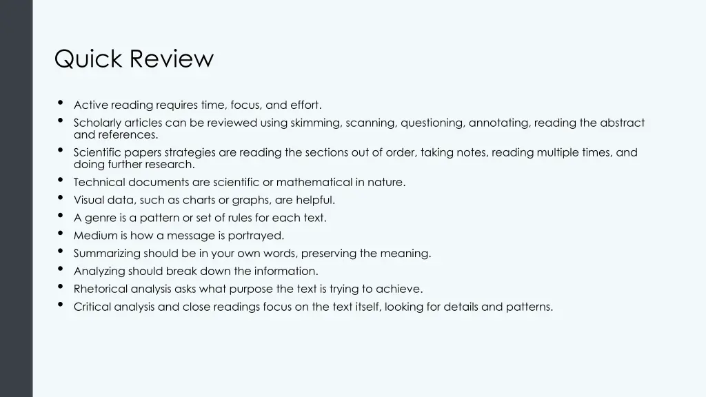 quick review