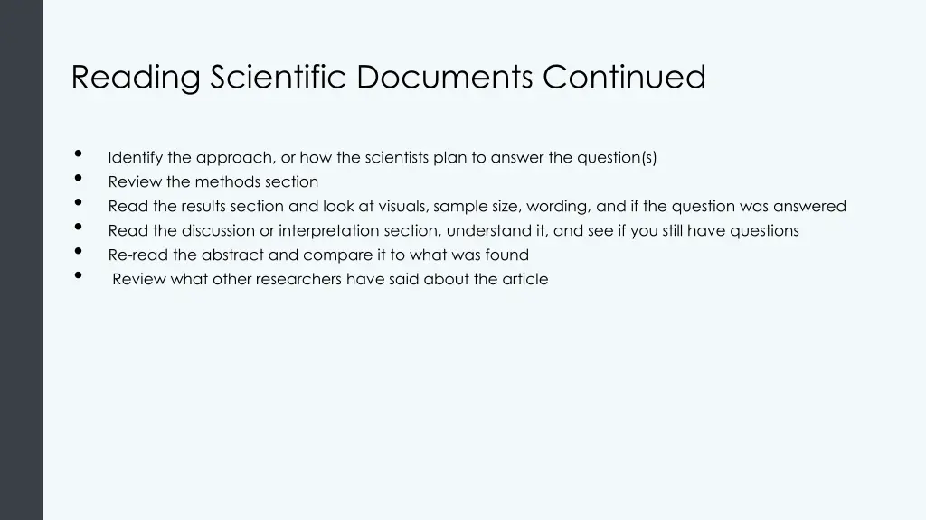 reading scientific documents continued