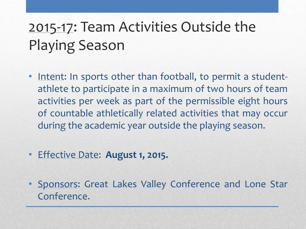 2015 17 team activities outside the playing season