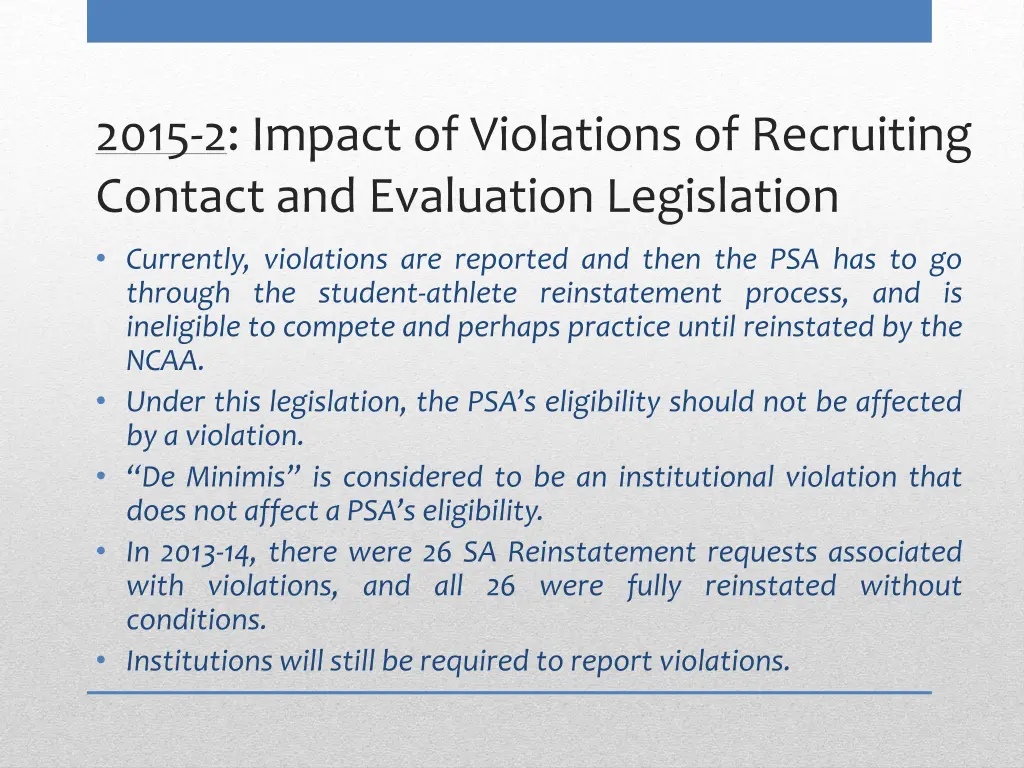 2015 2 impact of violations of recruiting contact 1
