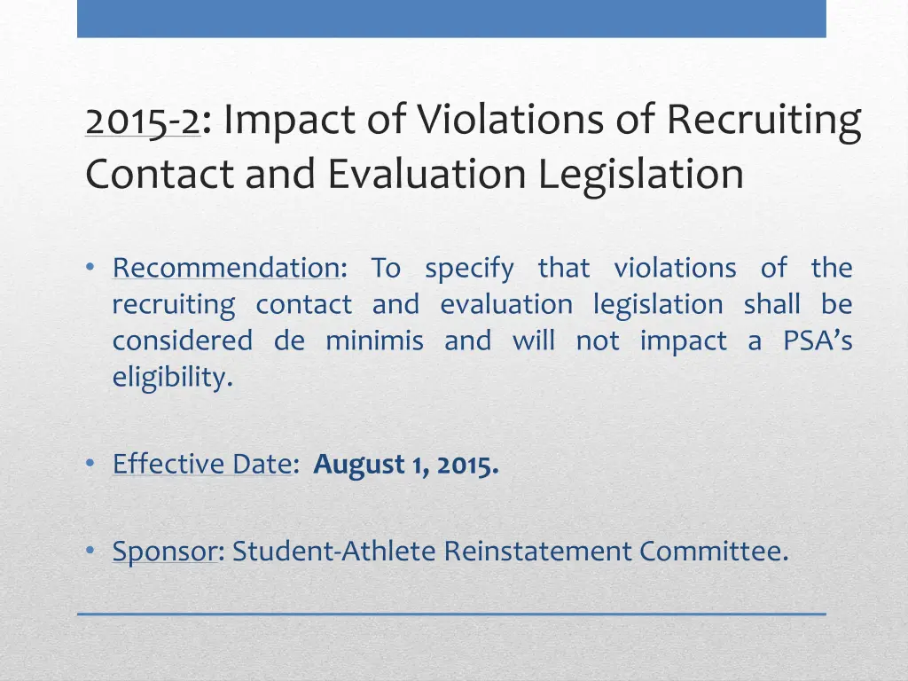 2015 2 impact of violations of recruiting contact