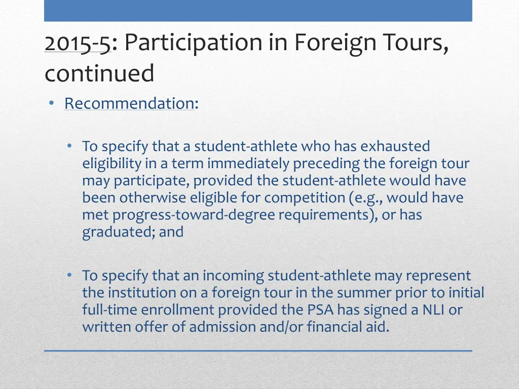 2015 5 participation in foreign tours continued