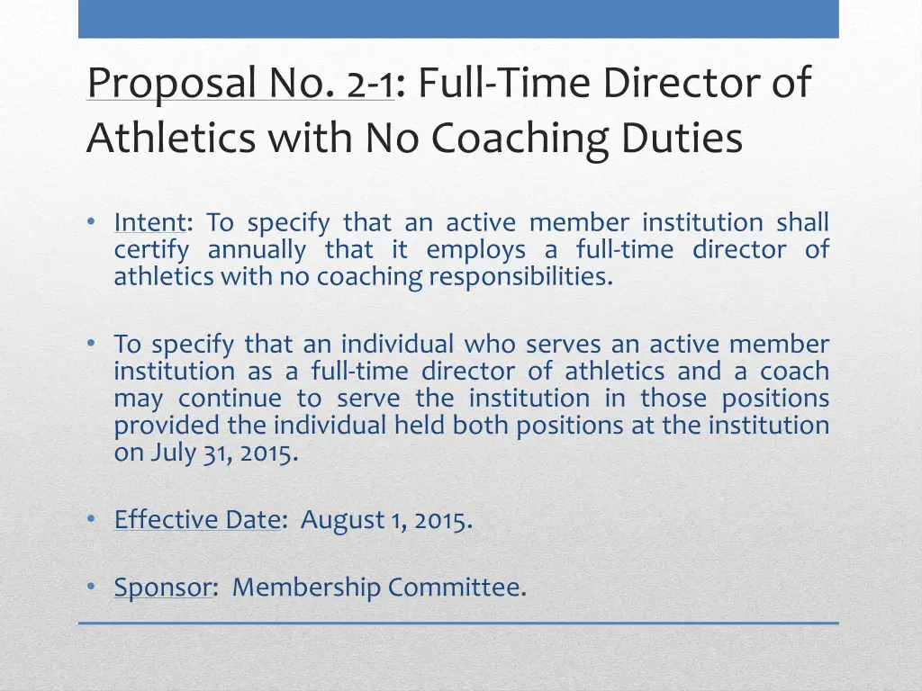 proposal no 2 1 full time director of athletics