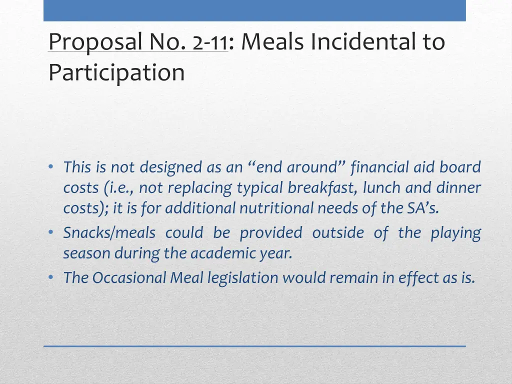proposal no 2 11 meals incidental to participation 1