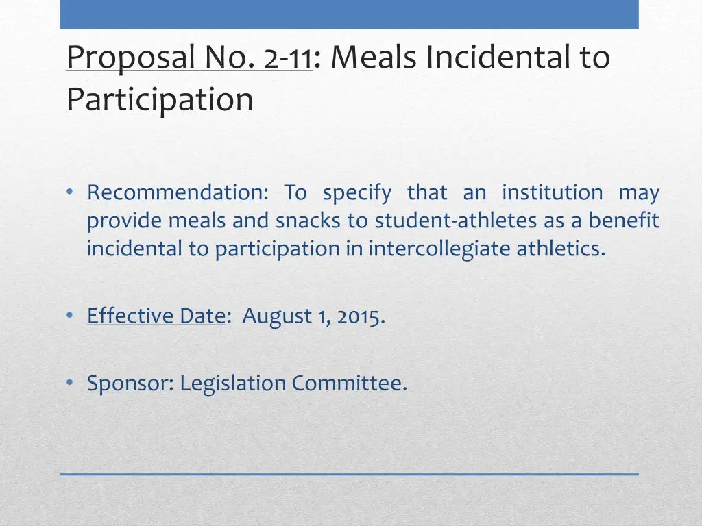 proposal no 2 11 meals incidental to participation