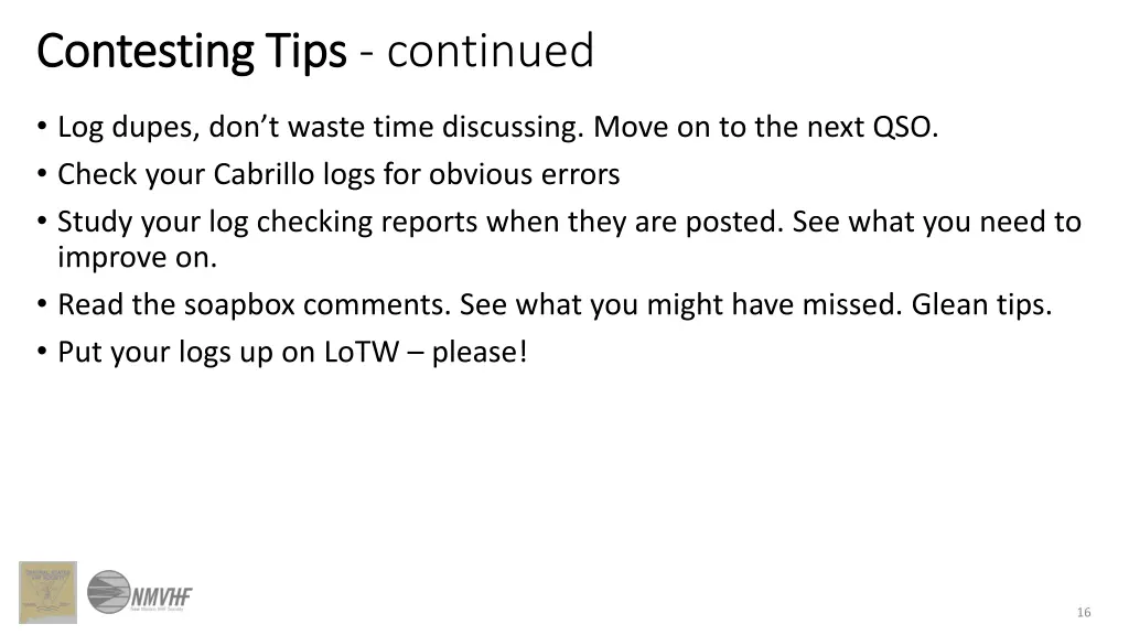 contesting tips contesting tips continued