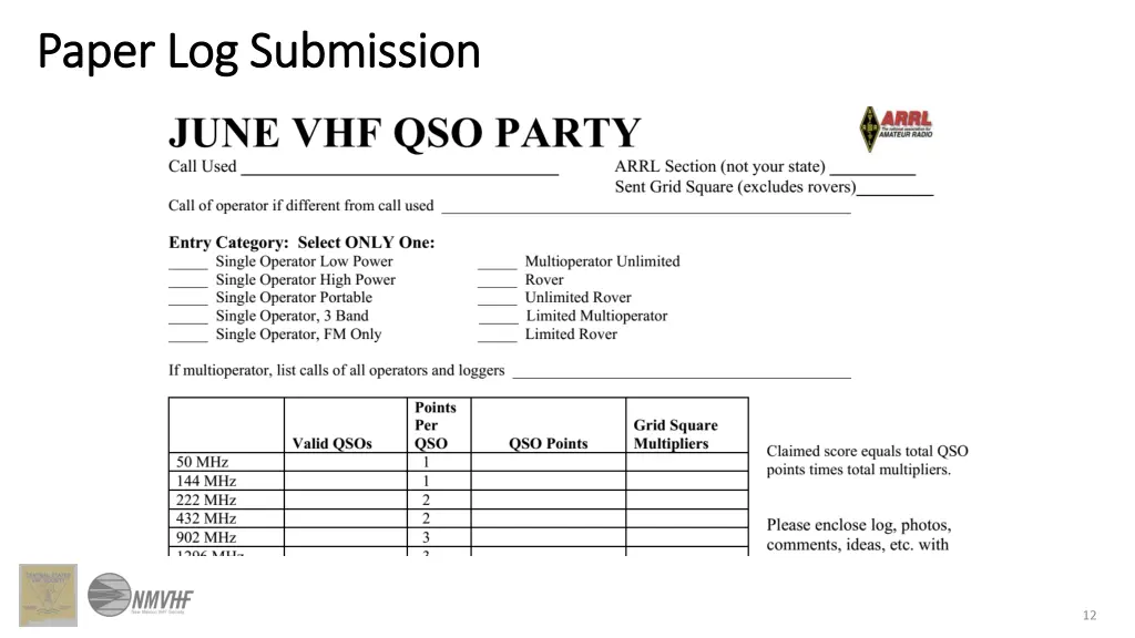 paper log submission paper log submission