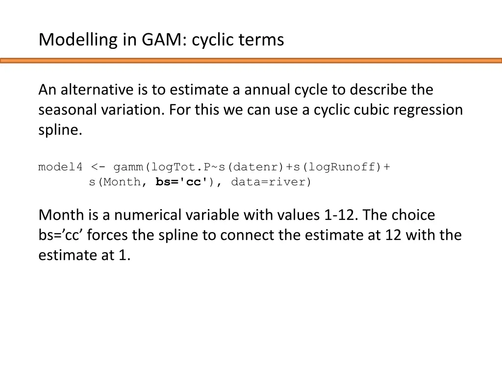 modelling in gam cyclic terms