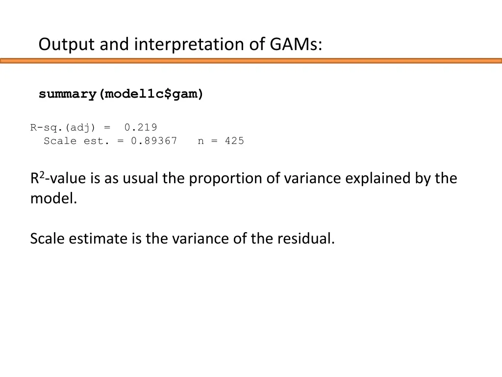output and interpretation of gams 3