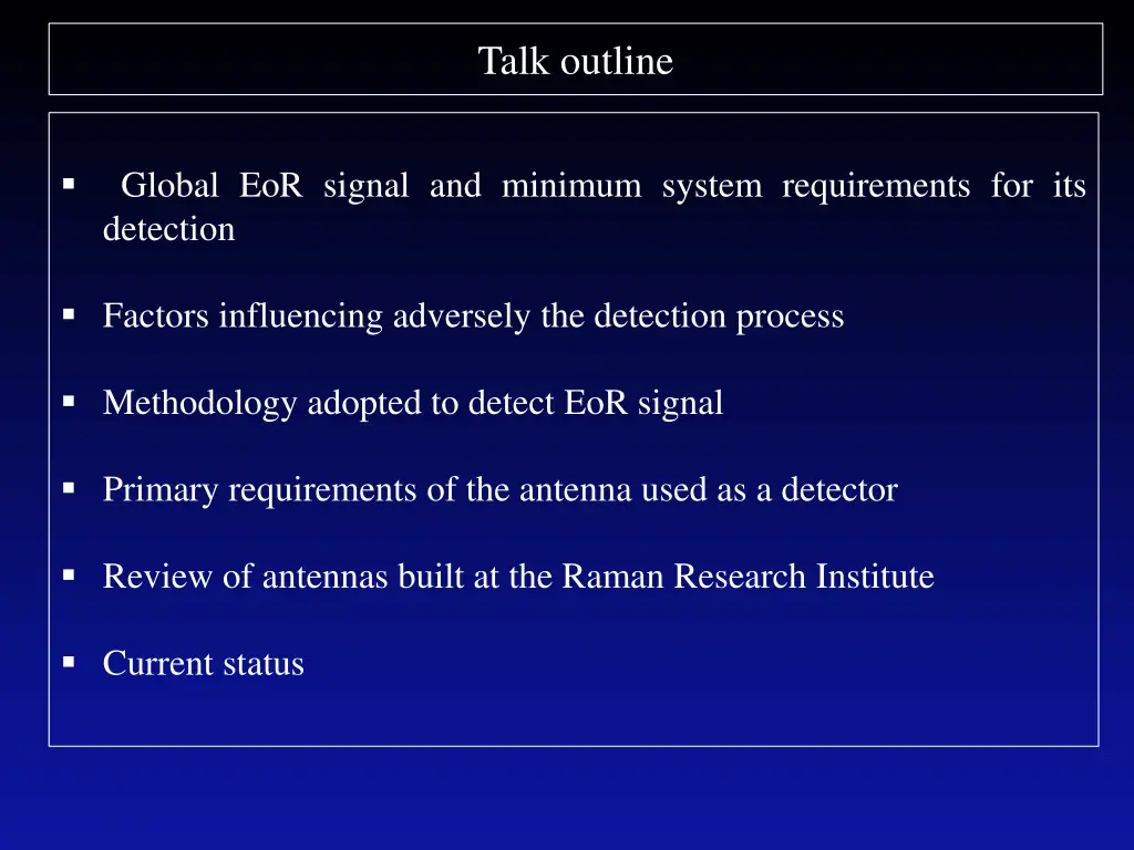 talk outline
