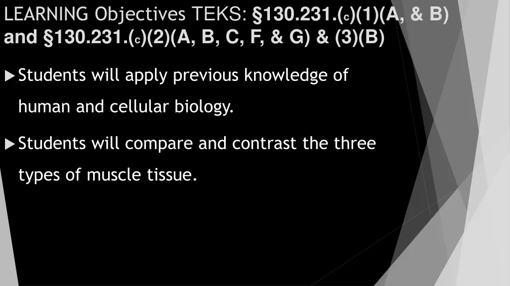 learning objectives teks