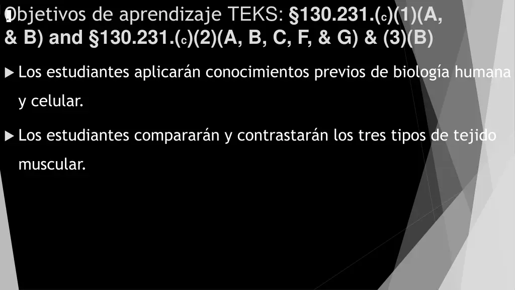 objetivos de aprendizaje teks