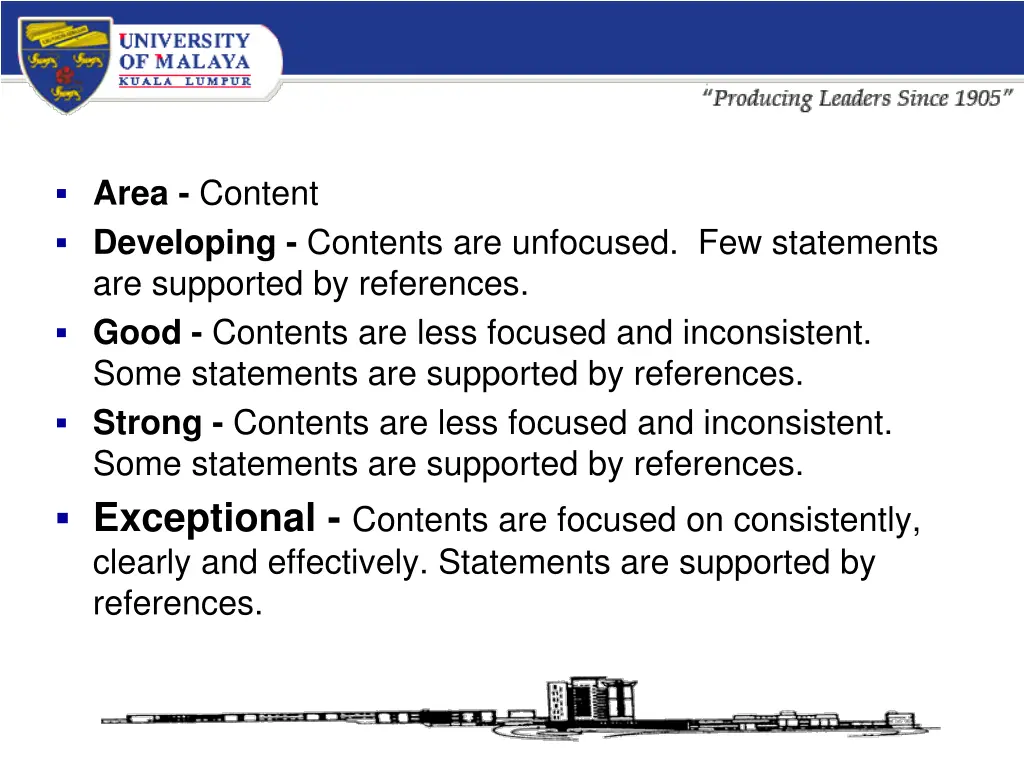area content developing contents are unfocused