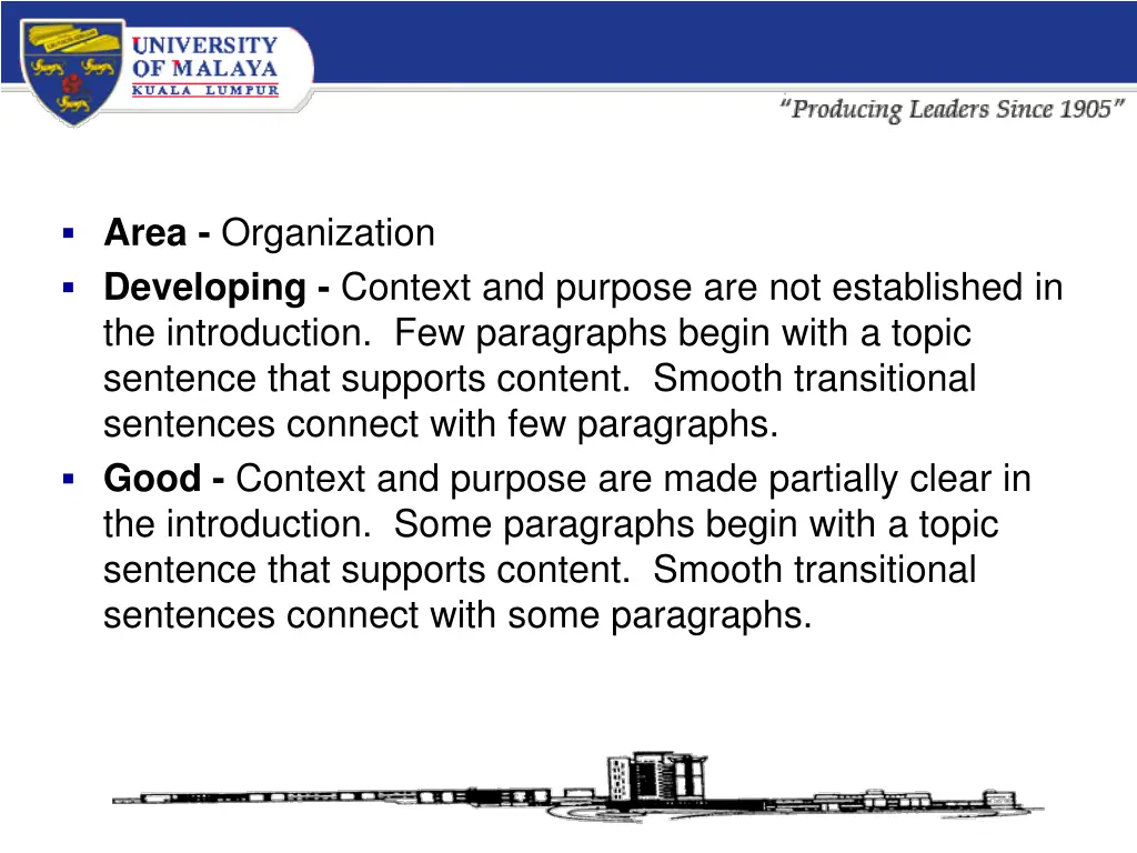 area organization developing context and purpose