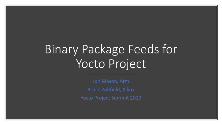 binary package feeds for yocto project