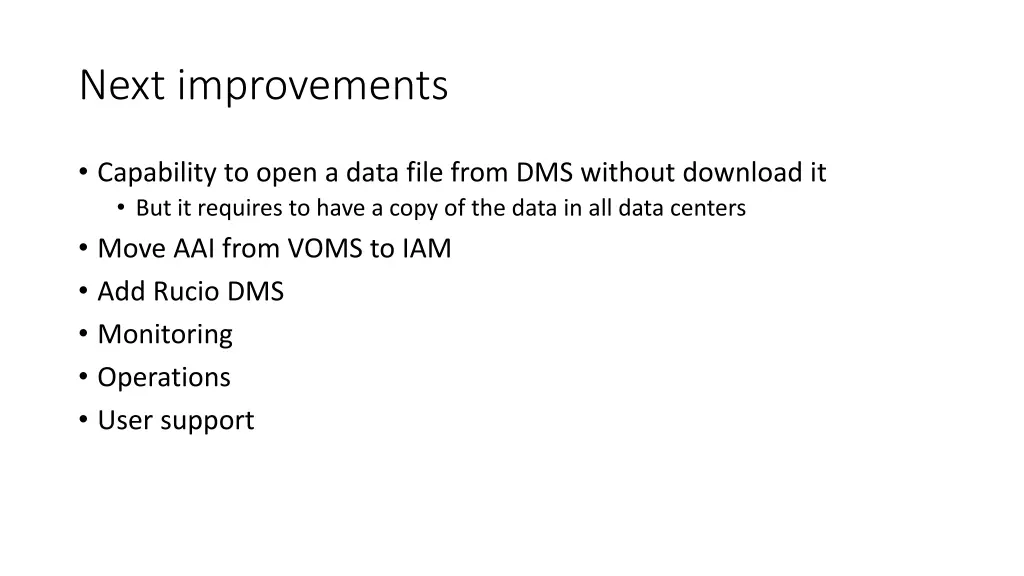 next improvements
