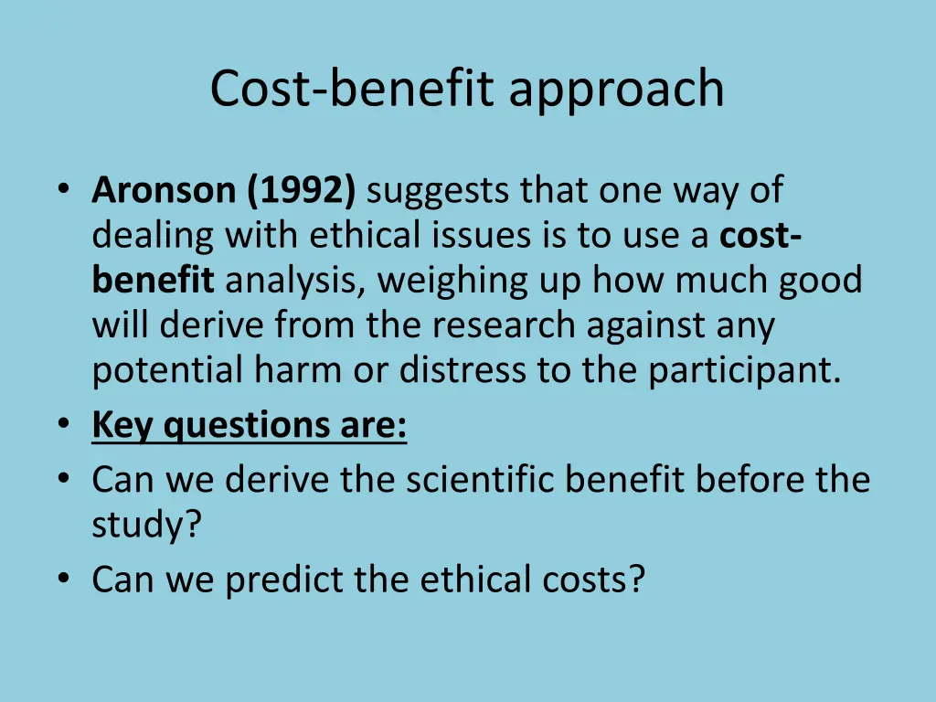 cost benefit approach