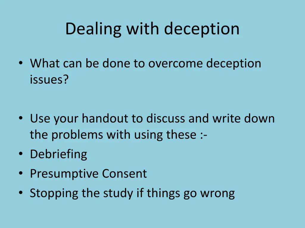 dealing with deception