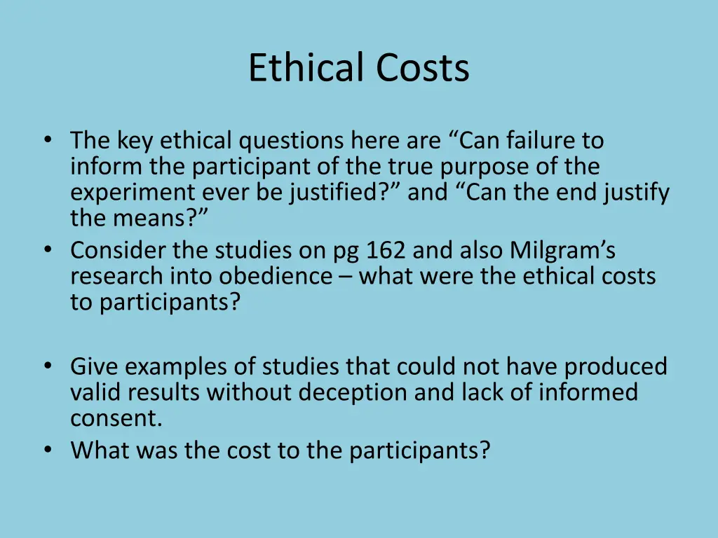 ethical costs