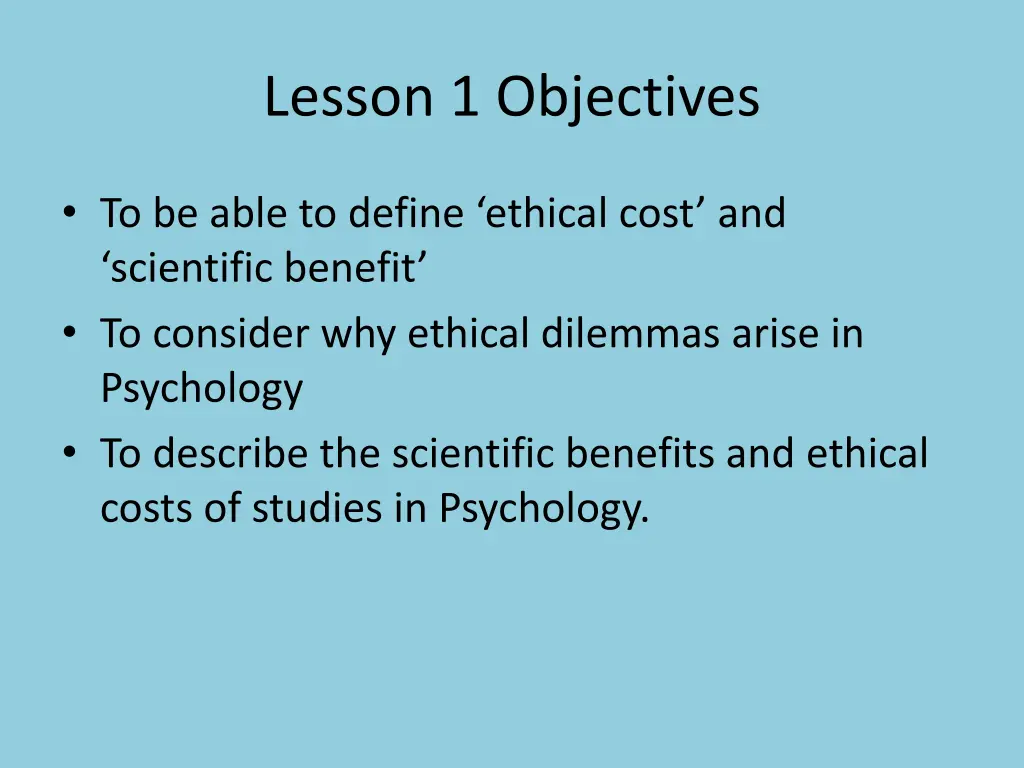 lesson 1 objectives
