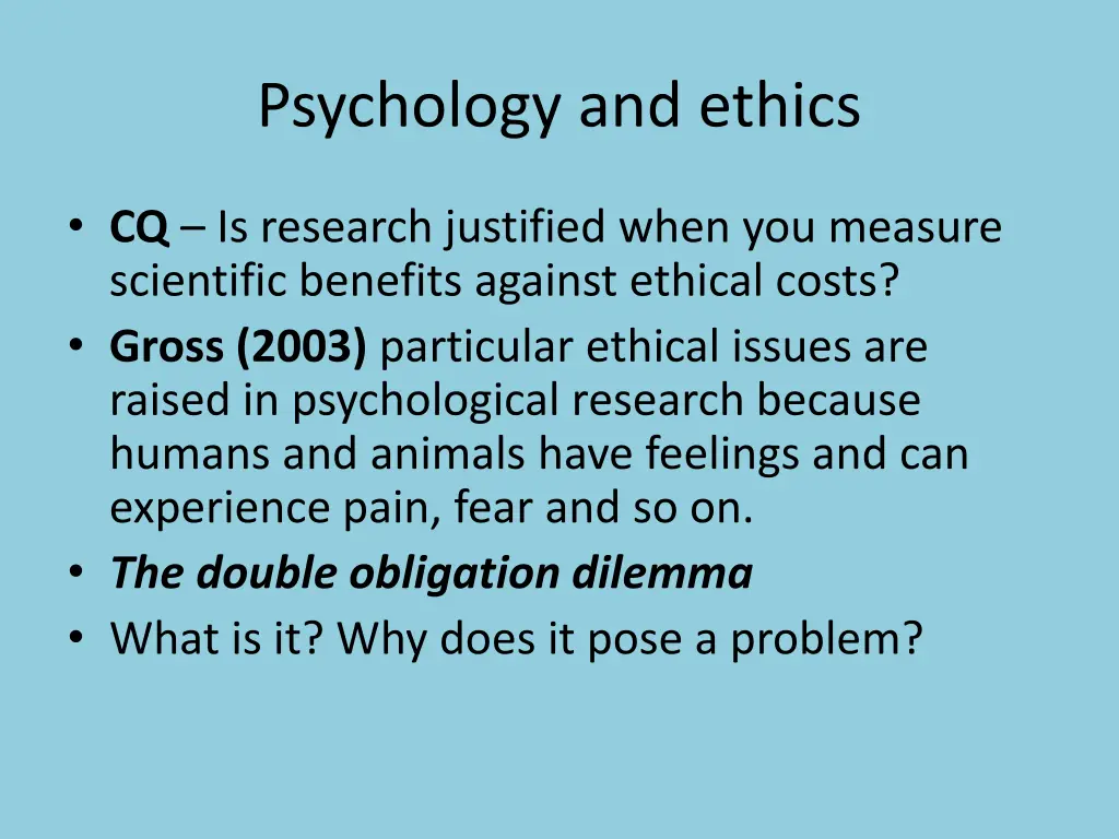 psychology and ethics