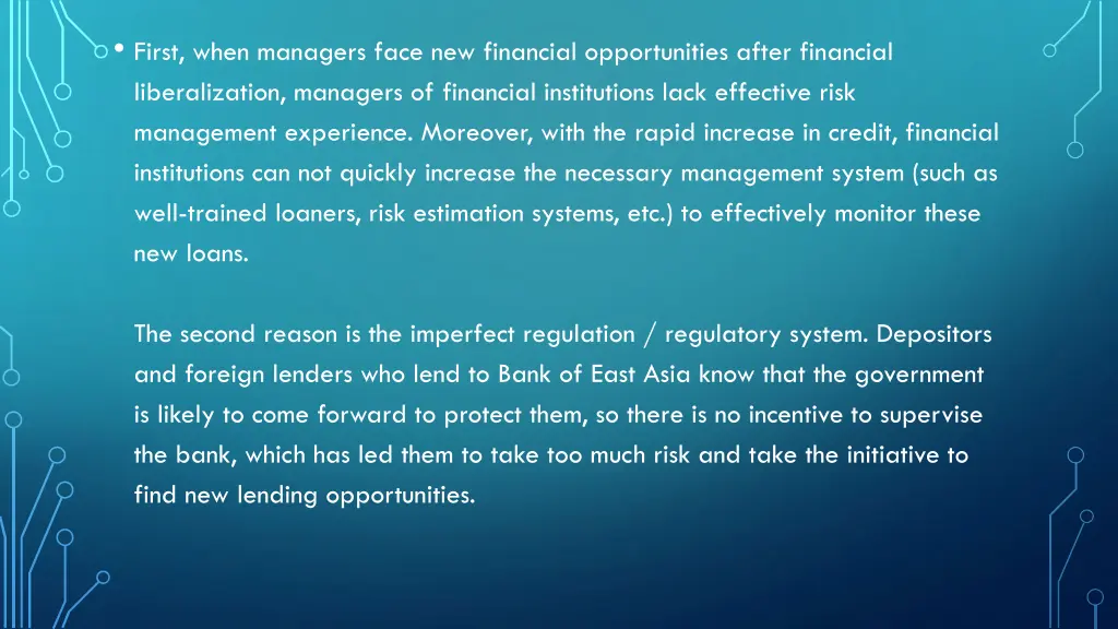 first when managers face new financial