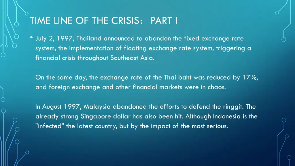 time line of the crisis part i