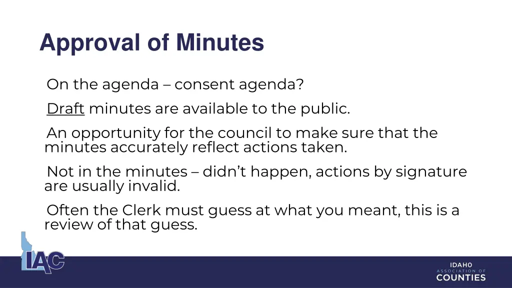 approval of minutes