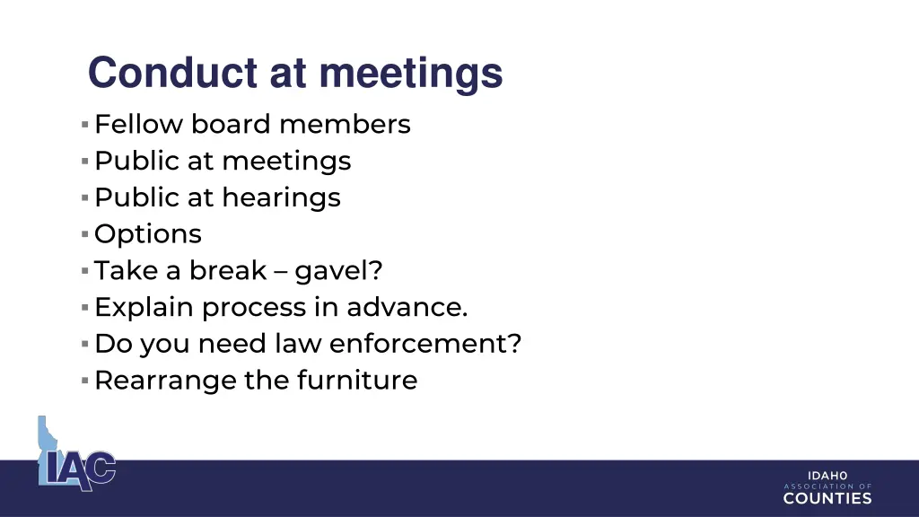 conduct at meetings fellow board members public