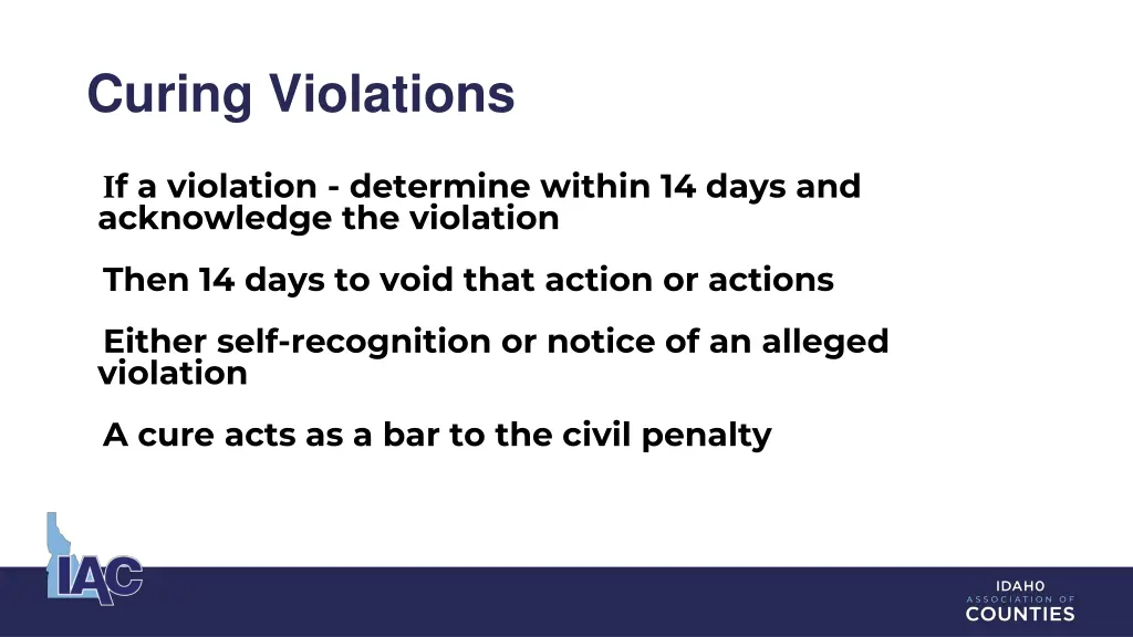 curing violations
