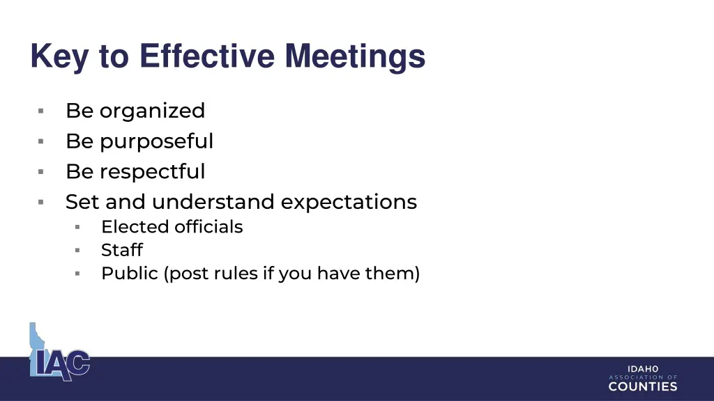 key to effective meetings