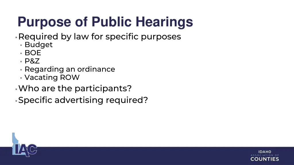 purpose of public hearings required
