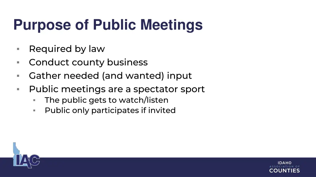 purpose of public meetings