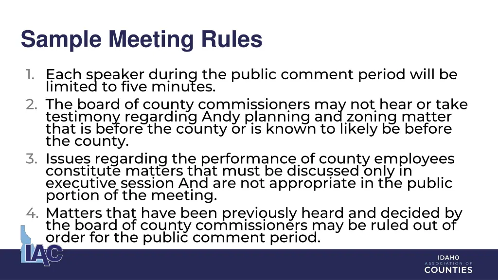 sample meeting rules