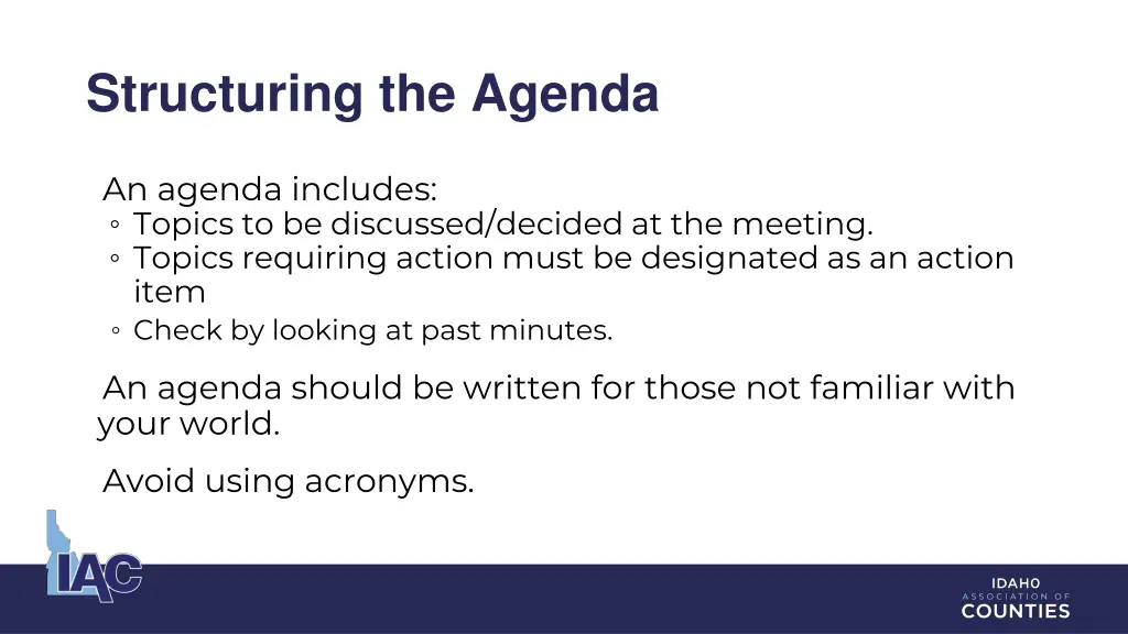structuring the agenda