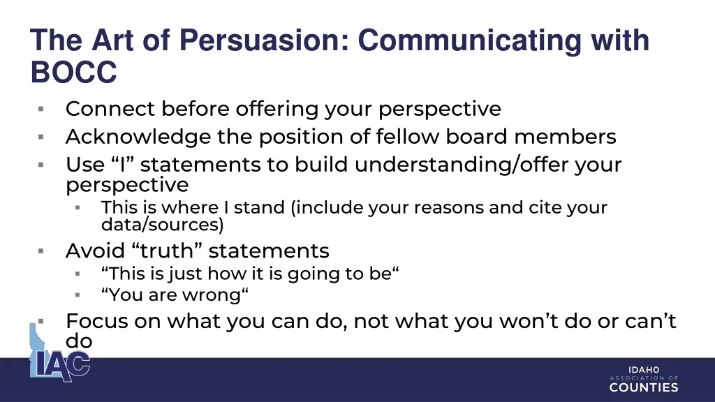 the art of persuasion communicating with bocc