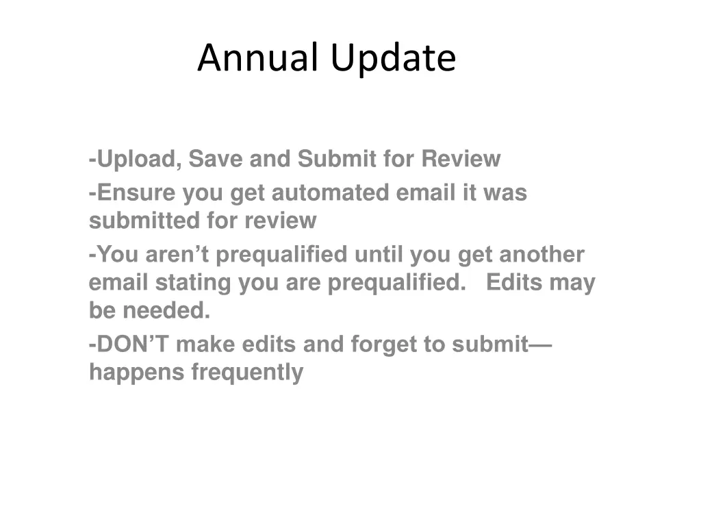 annual update 1