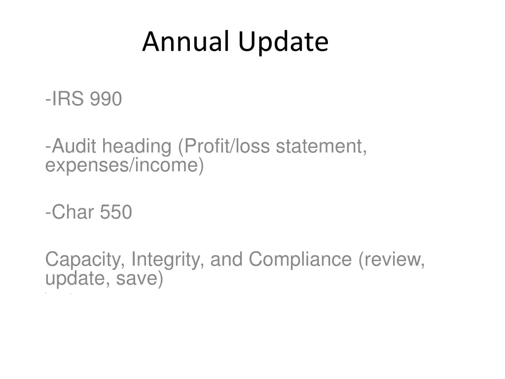 annual update