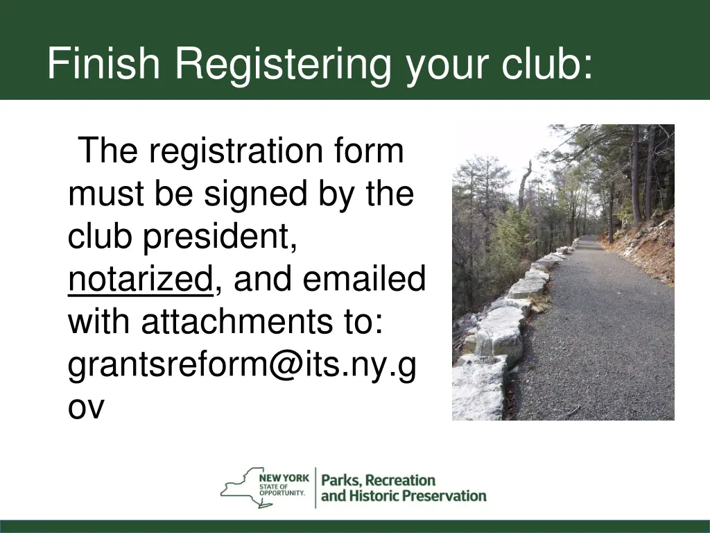 finish registering your club