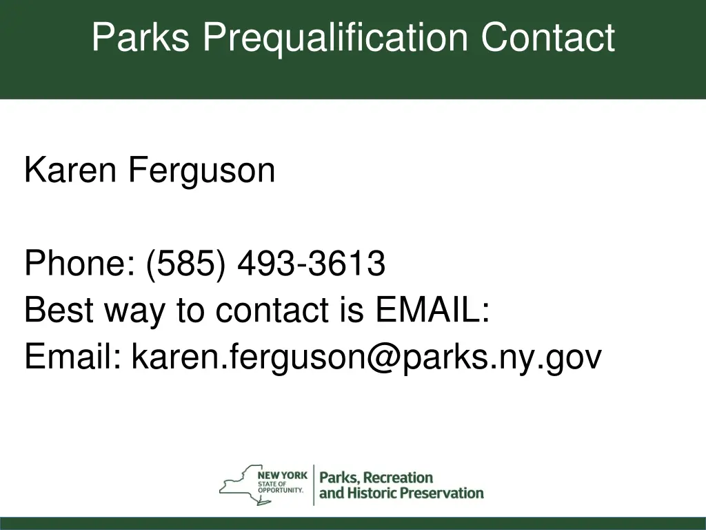 parks prequalification contact