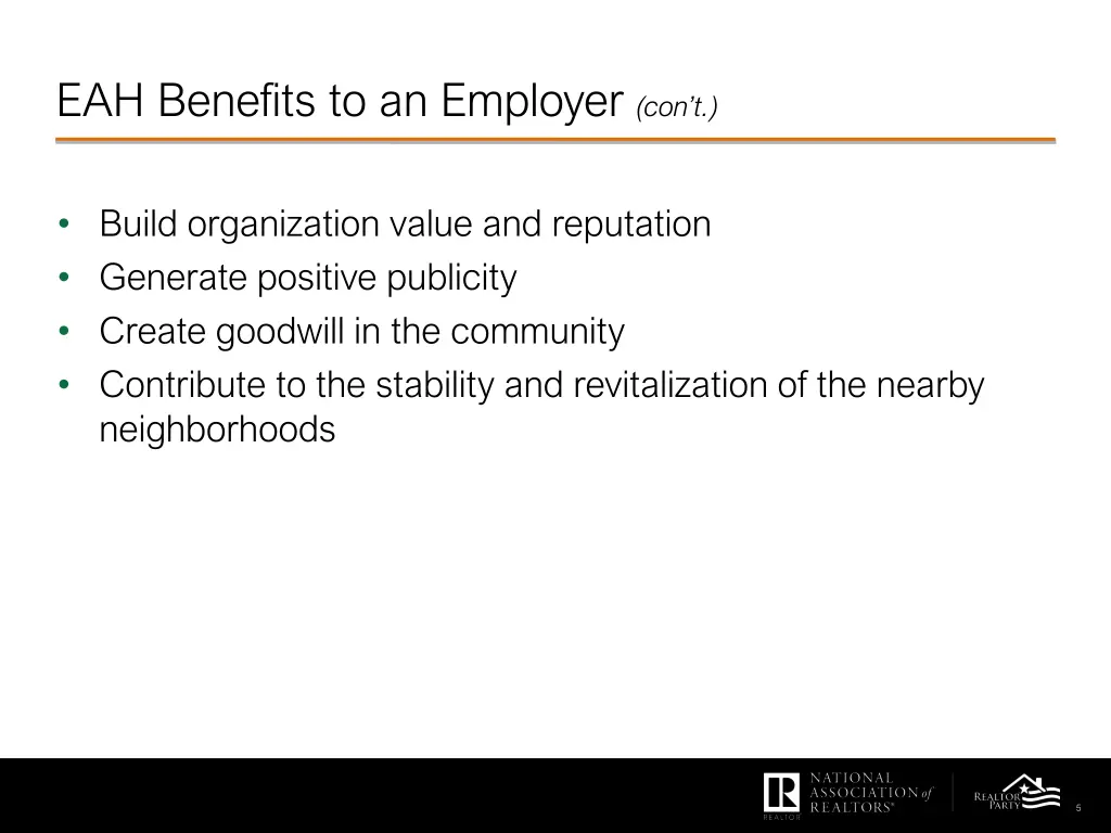 eah benefits to an employer con t