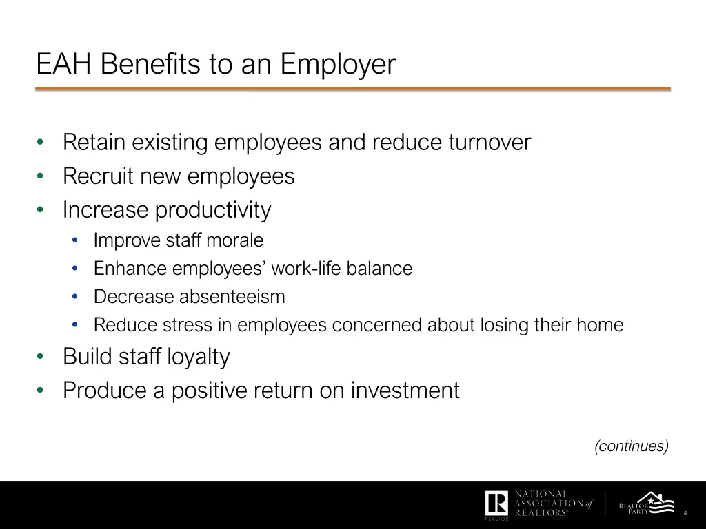 eah benefits to an employer