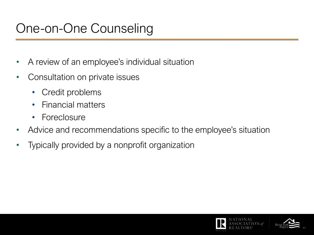 one on one counseling