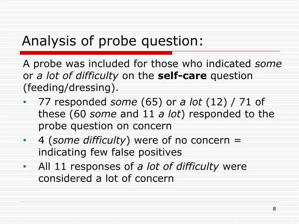 analysis of probe question 1