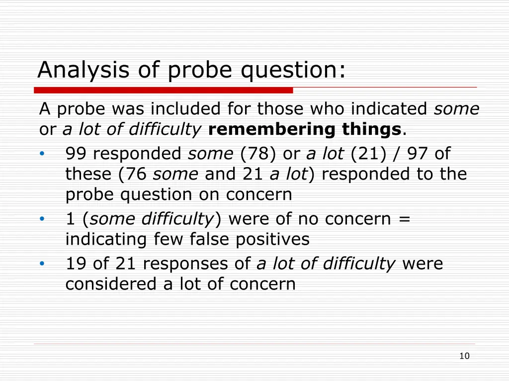 analysis of probe question 2
